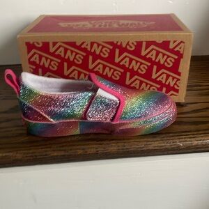 Kids slip on vans, glitter, rainglow,  rainbow